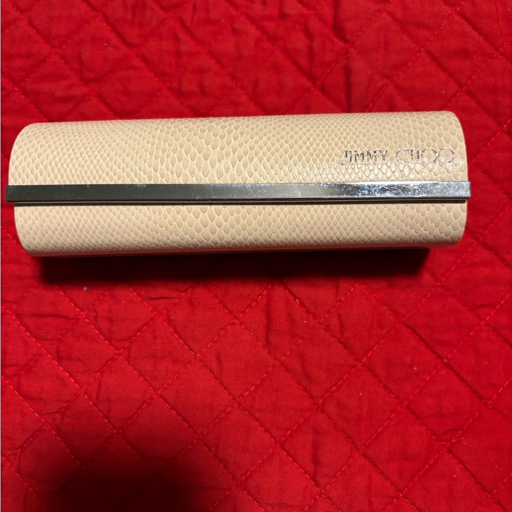 Jimmy Choo Beige Textured Hard Sunglasses Case